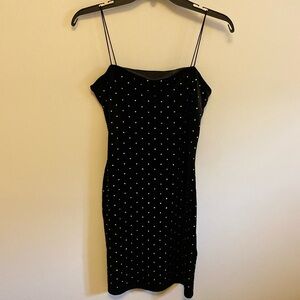 H&M Black Velvet Studded Jersey Dress Size Small Concert Dress